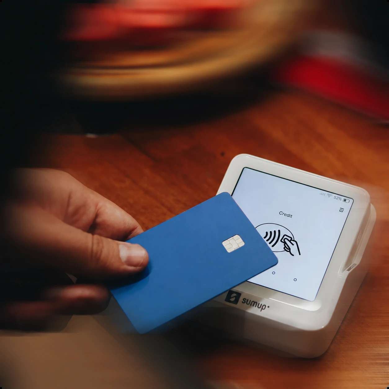 A contactless card payment at a terminal.